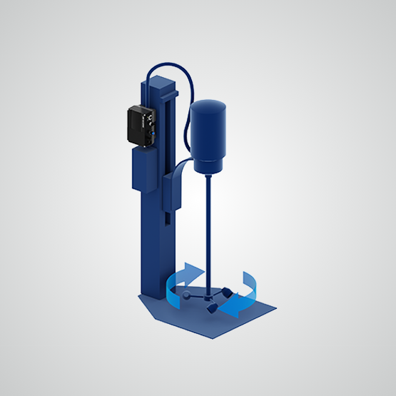 3D-Darstellung eines Rührwerks mit Frequenzumrichter